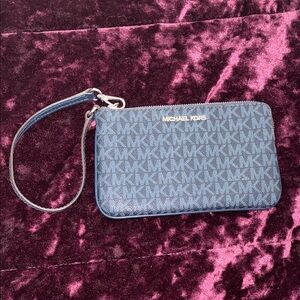 Michael Kors blue and black wristlet